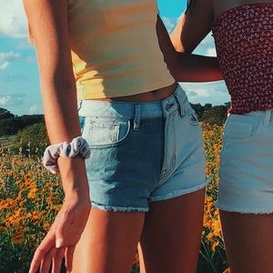 multi color denim shorts
